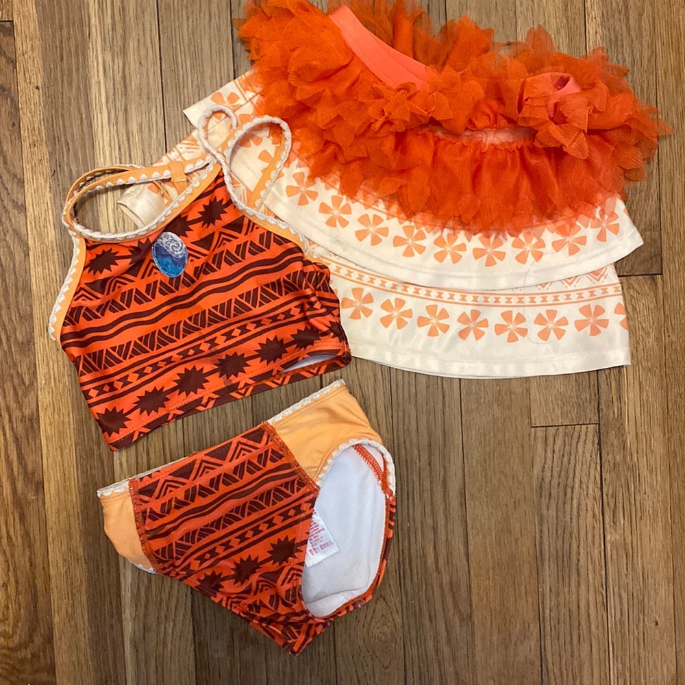 Toddler size 5 Moana bathing suit with skirt